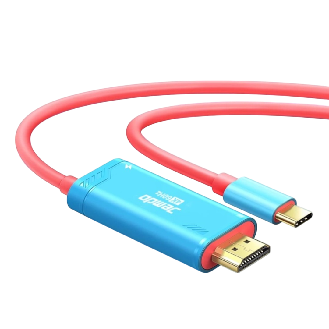 Jemdo Portable HDMI Adapter Cable for Nintendo Switch 2 (NS2) – 4K60Hz Display & Charging Dock Replacement (Red) - cabestdeal