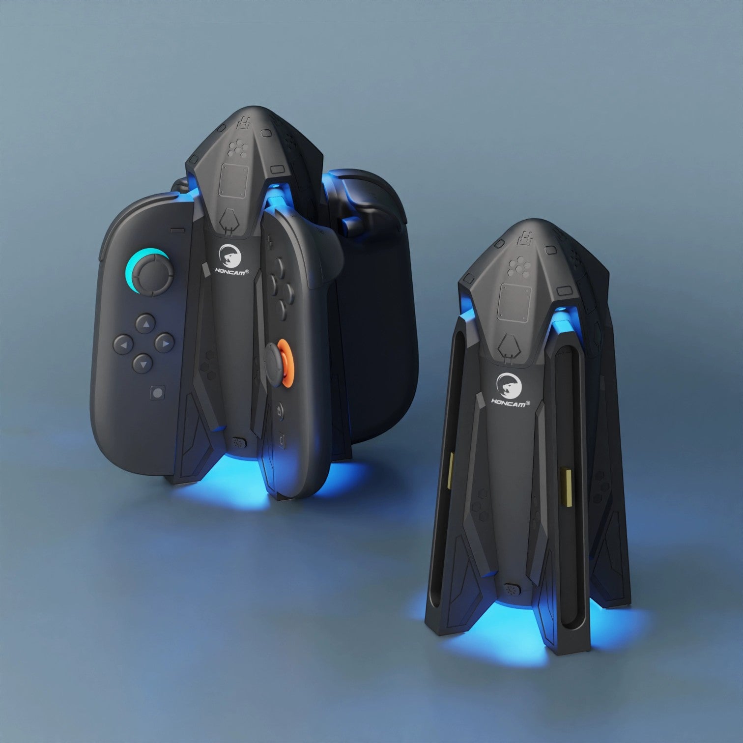 HONCAM Switch Joy-Con Charging Dock with Magnetic Alignment, 7-Color Ambient Light, Protective Cover Support & Storage Organizer - cabestdeal