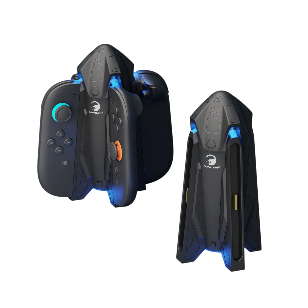 HONCAM Switch Joy-Con Charging Dock with Magnetic Alignment, 7-Color Ambient Light, Protective Cover Support & Storage Organizer - cabestdeal